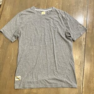 Tracksmith Shirt Mens Medium Gray Striped Horizon Tee Running Gym Athleisure